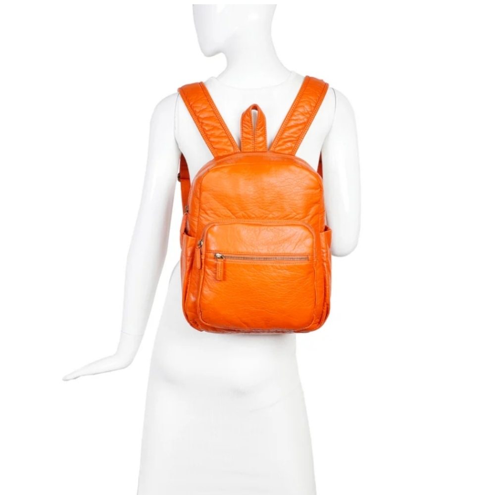 NWT Ampere Creations Marie Backpack Orange Vegan Leather Backpack